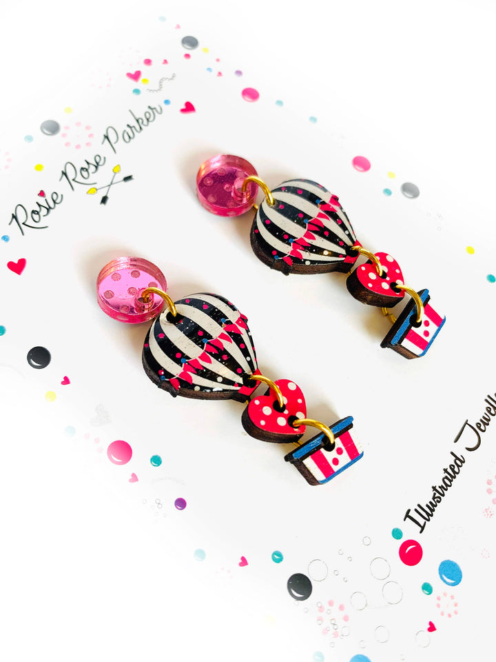 Heart Air Balloon Earrings by Rosie Rose Parker