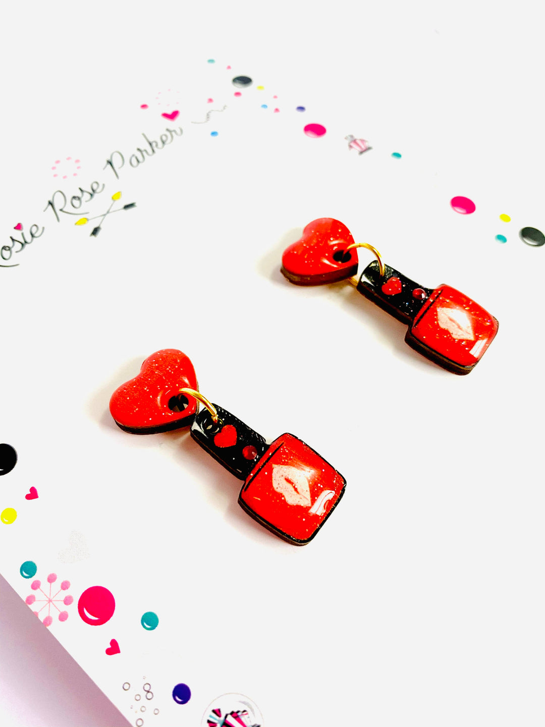 Valentine's Nail Polish Earrings by Rosie Rose Parker