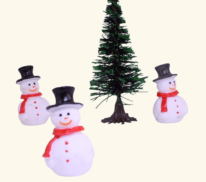 Retro Plastic Mini Snowman 1.25" - Set of 3