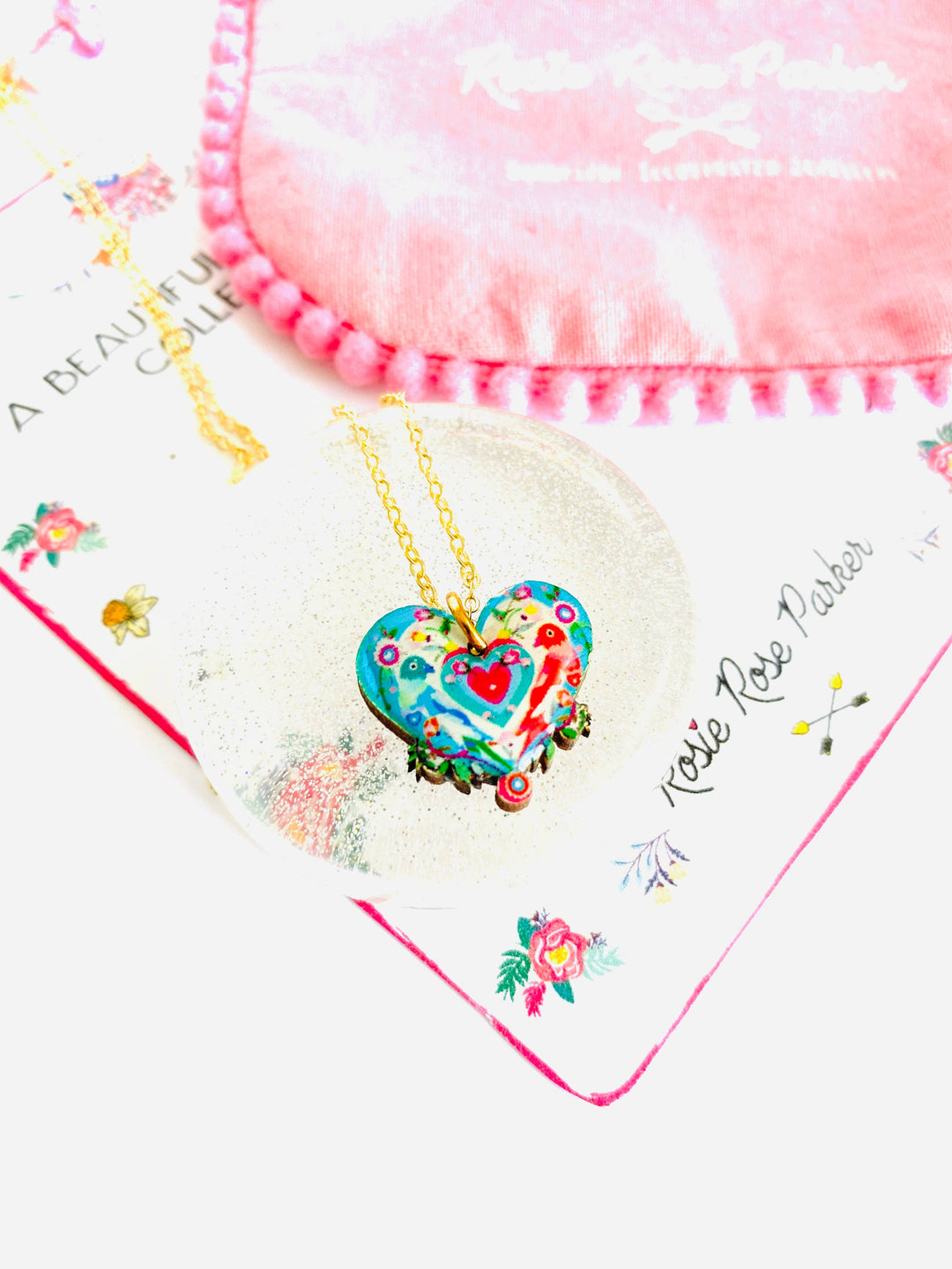 Lovebird Necklace on Gold Chain by Rosie Rose Parker