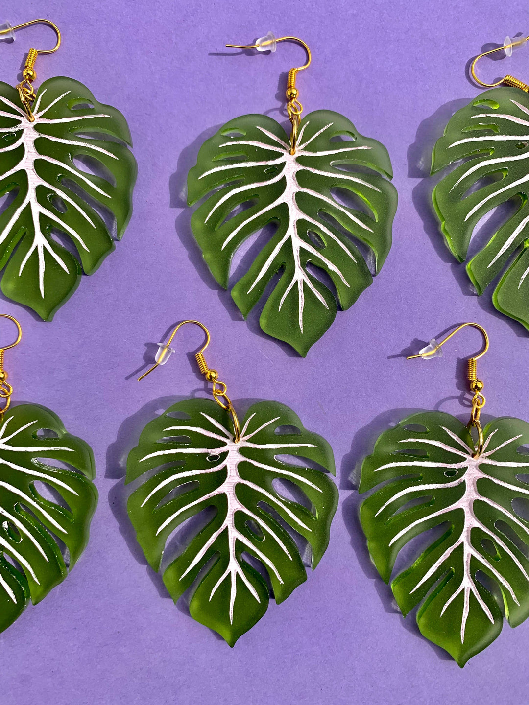 Monstera Leaf Acrylic Statement Earrings