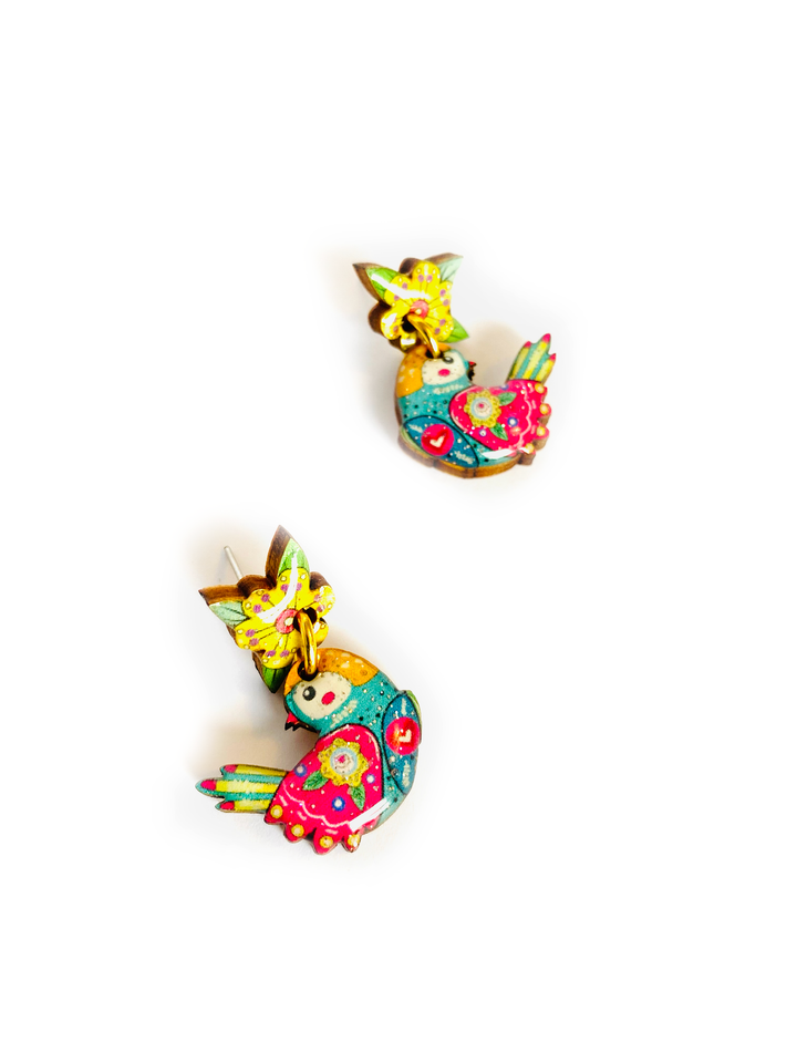 Summer Abstract Bird Earrings by Rosie Rose Parker