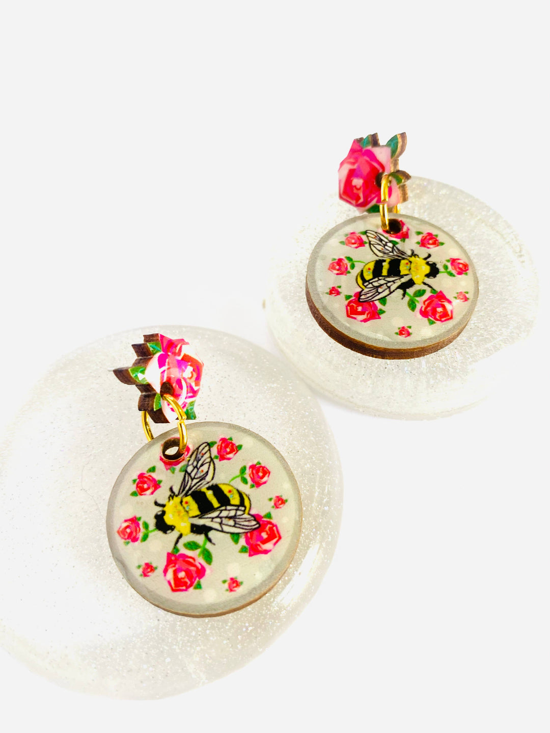 Pretty Bee & Roses Earrings by Rose Rose Parker