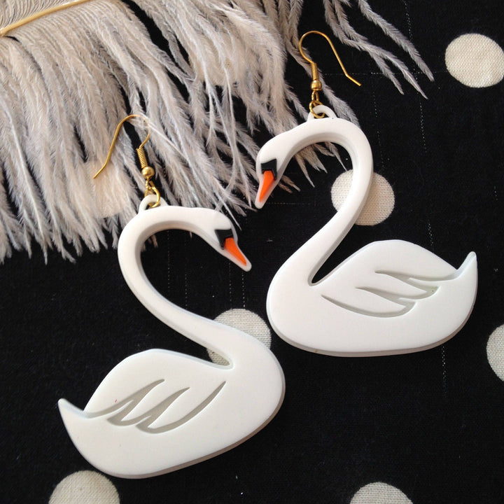 White Swan Statement Earrings