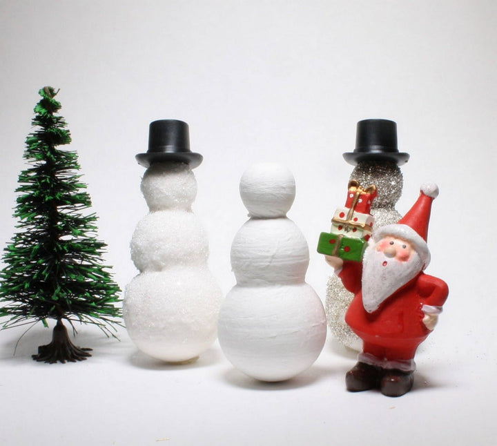 Christmas Snowman - 2.25" Tall Spun Cotton - Set of 6