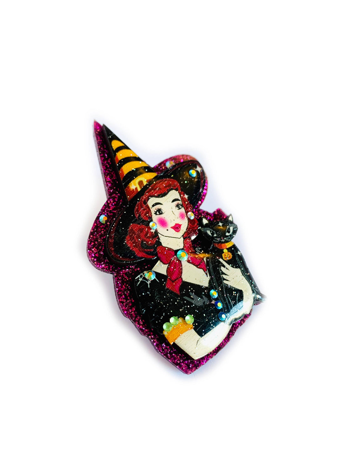 Meggiie & her Magical Cat Brooch by Rosie Rose Parker