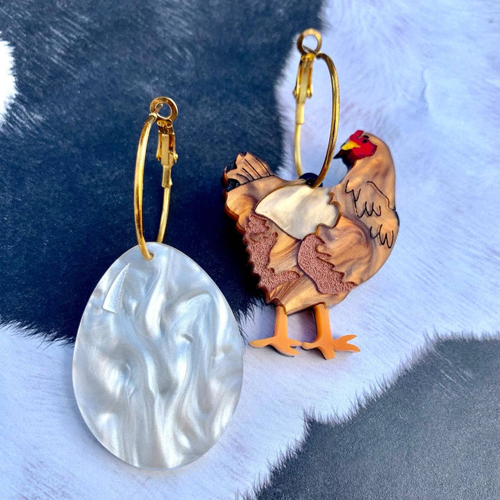 Chicken and Egg Acrylic Statement Earrings