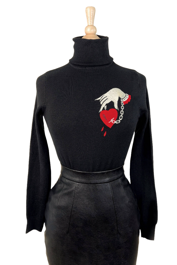 Captive Heart Turtleneck Sweater in Black