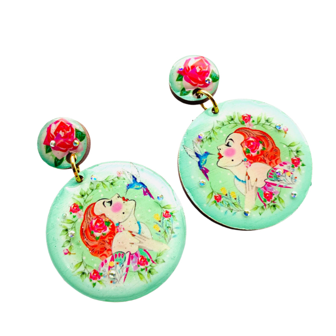 Lady and the Hummingbird Earrings by Rosie Rose Parker