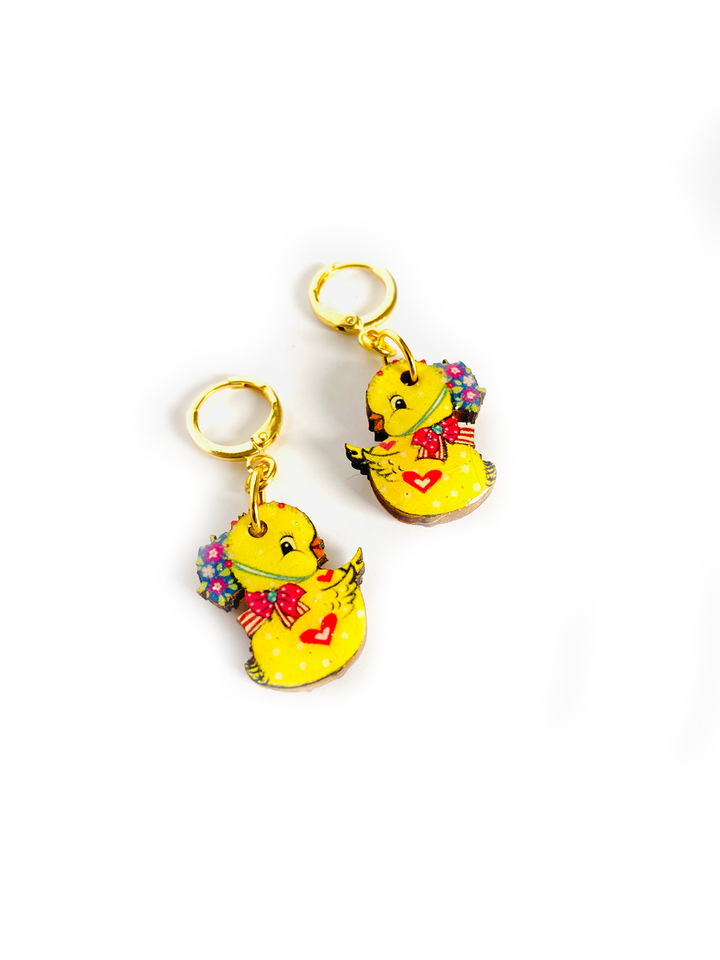 Chicken Huggie Hoop Earrings by Rosie Rose Parker