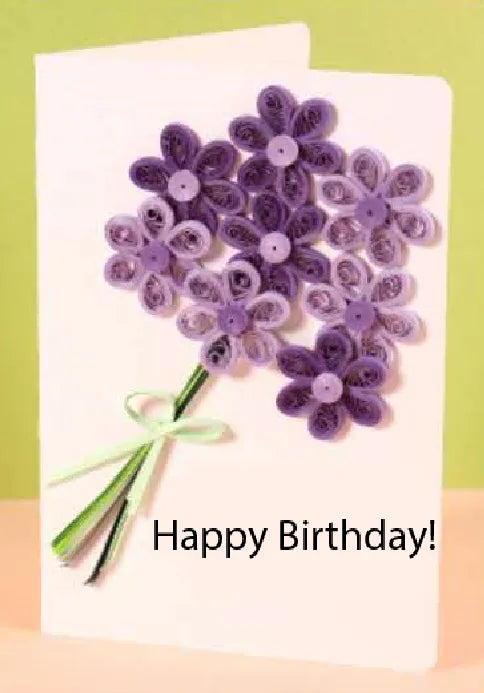 Greeting Card Making Kit. Lilac Flowers DIY Quilling Kit F07M3-5-FL1