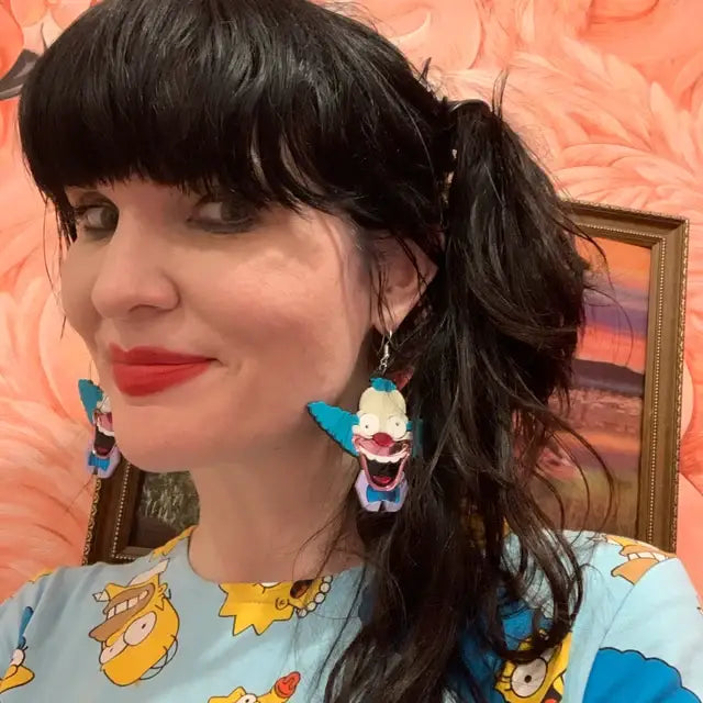 Krusty The Clown Acrylic Statement Earrings