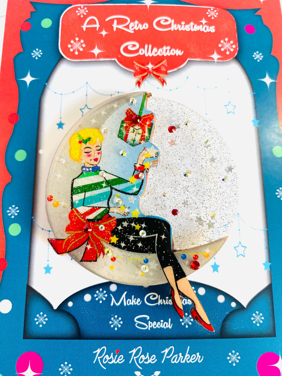 Moon Girl Christmas Brooch by Rosie Rose Parker