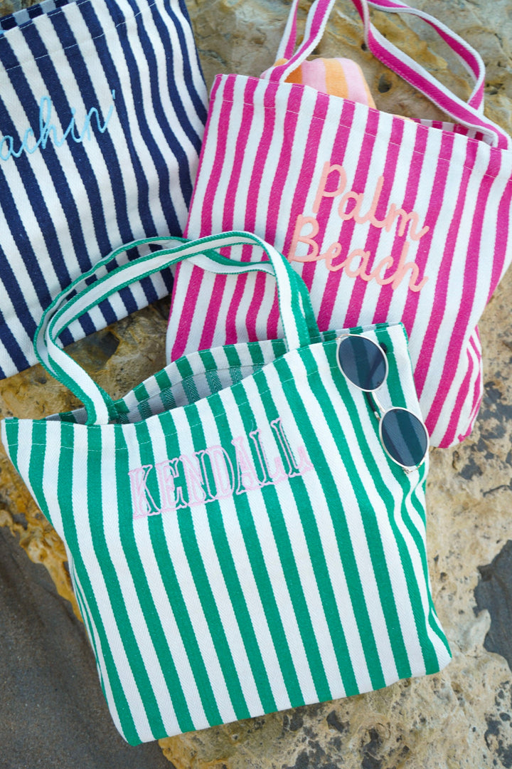 Harbor Canvas Striped Tote | Customizable