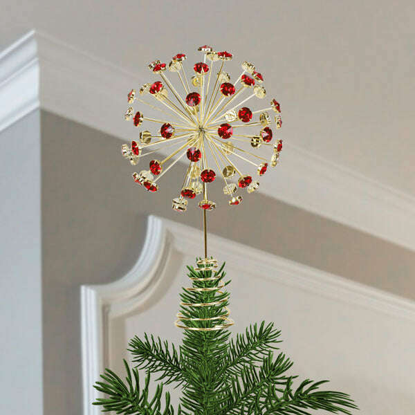 Old World Christmas 12 Inch Red Crystal Burst Tree Topper