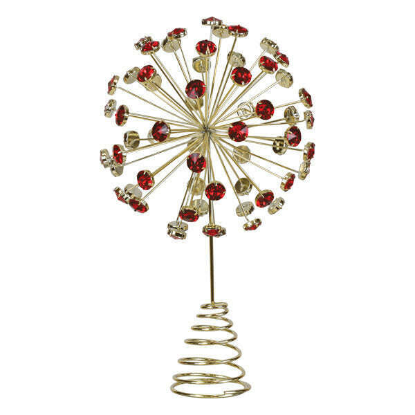 Old World Christmas 12 Inch Red Crystal Burst Tree Topper