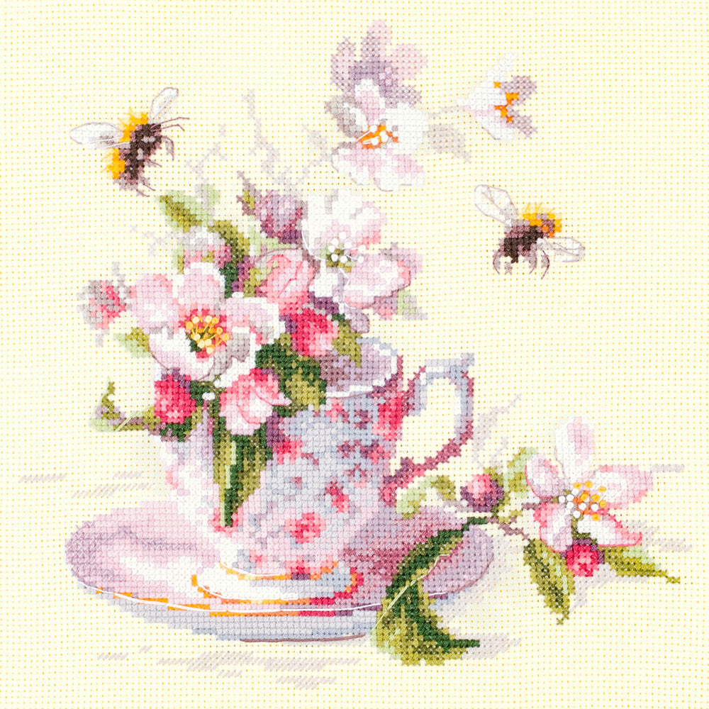 Cup and Apple Blossom 120-041 Counted Cross-Stitch Kit
