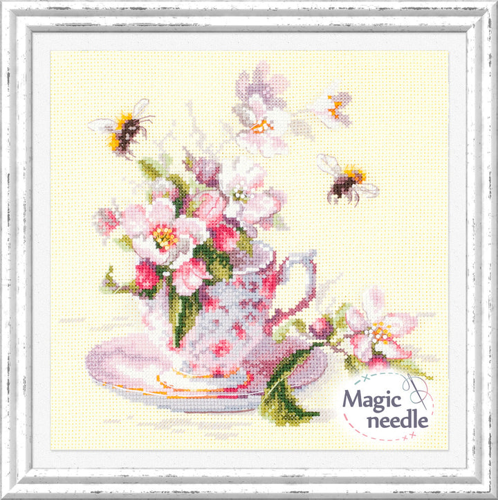 Cup and Apple Blossom 120-041 Counted Cross-Stitch Kit
