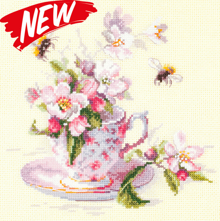 Cup and Apple Blossom 120-041 Counted Cross-Stitch Kit