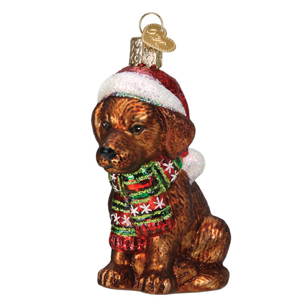 Holiday Chocolate Labrador Pup Ornament