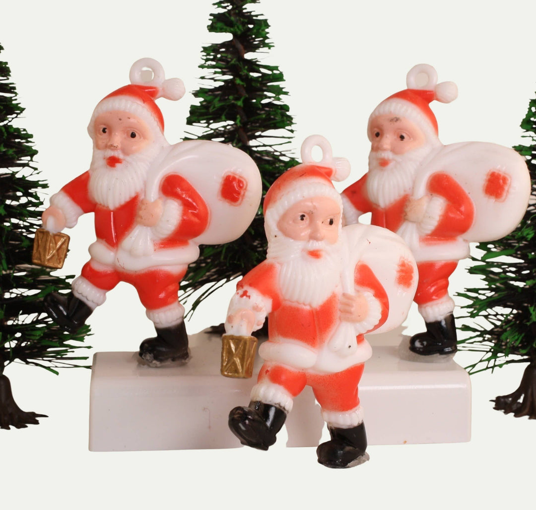 Santa - 2.25" Tall - Set of 2 - 1960s Retro Style