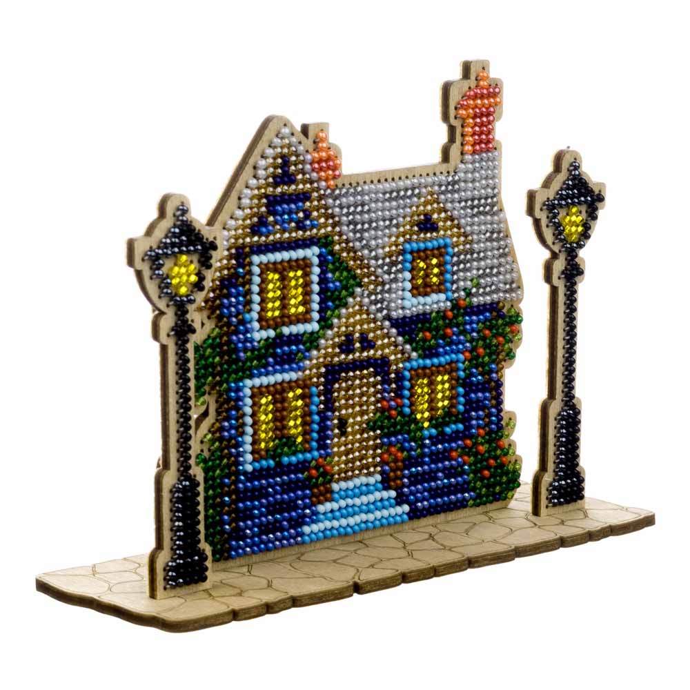 Wooden Bead Embroidery Kit ‚Äì ‚ÄúHouse with Lanterns‚Äù FLK-588