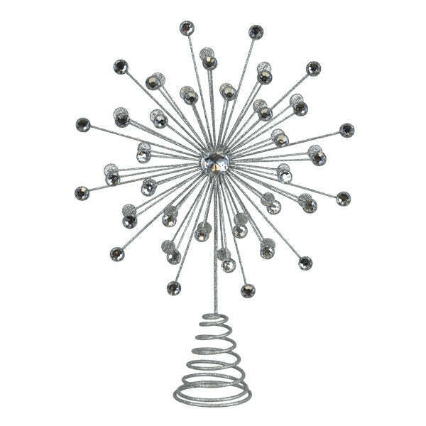 Old World Christmas 13in Silver Crystal Burst Tree Topper