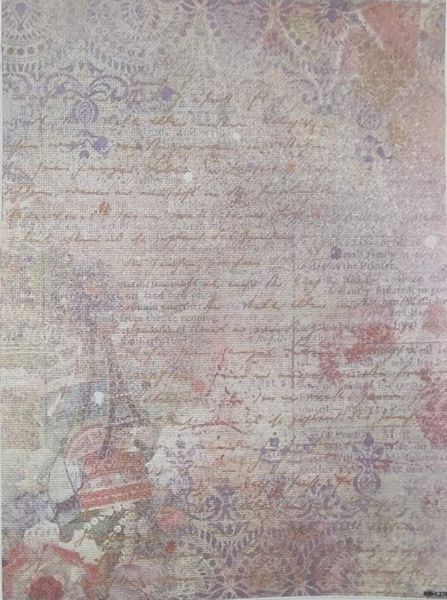 Faded Romance Designer Printed AIDA Fabric. Canvas for embroidery with an applied background  KF-1278A