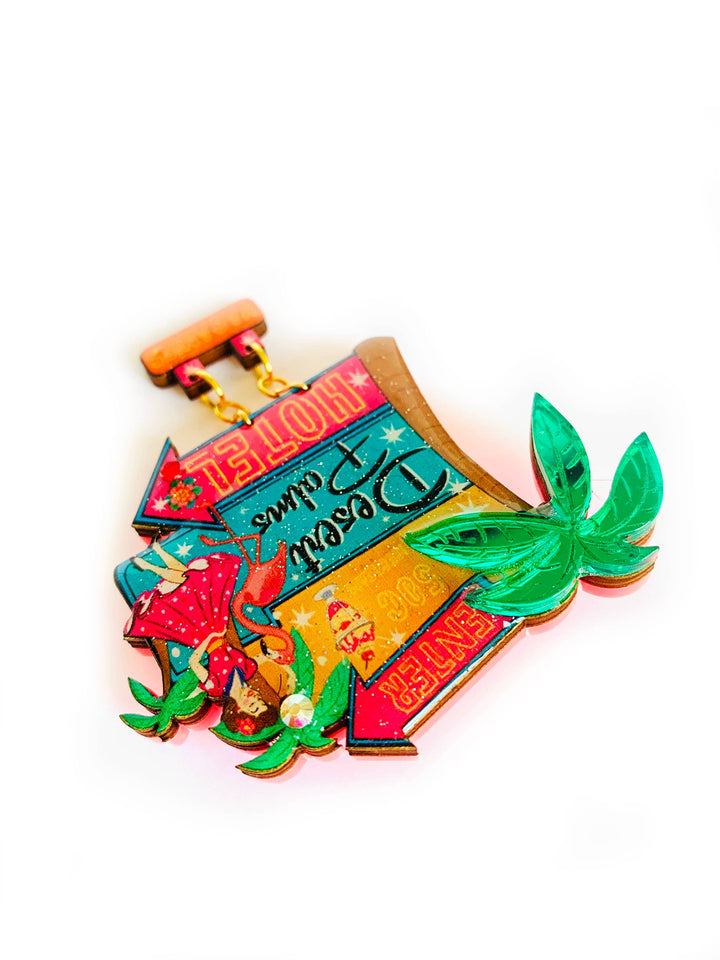 Desert Palms Palm Springs Hotel Brooch by Rosie Rose Parker