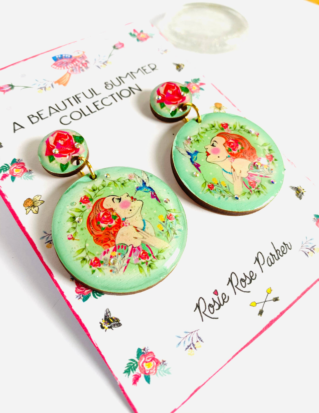 Lady and the Hummingbird Earrings by Rosie Rose Parker