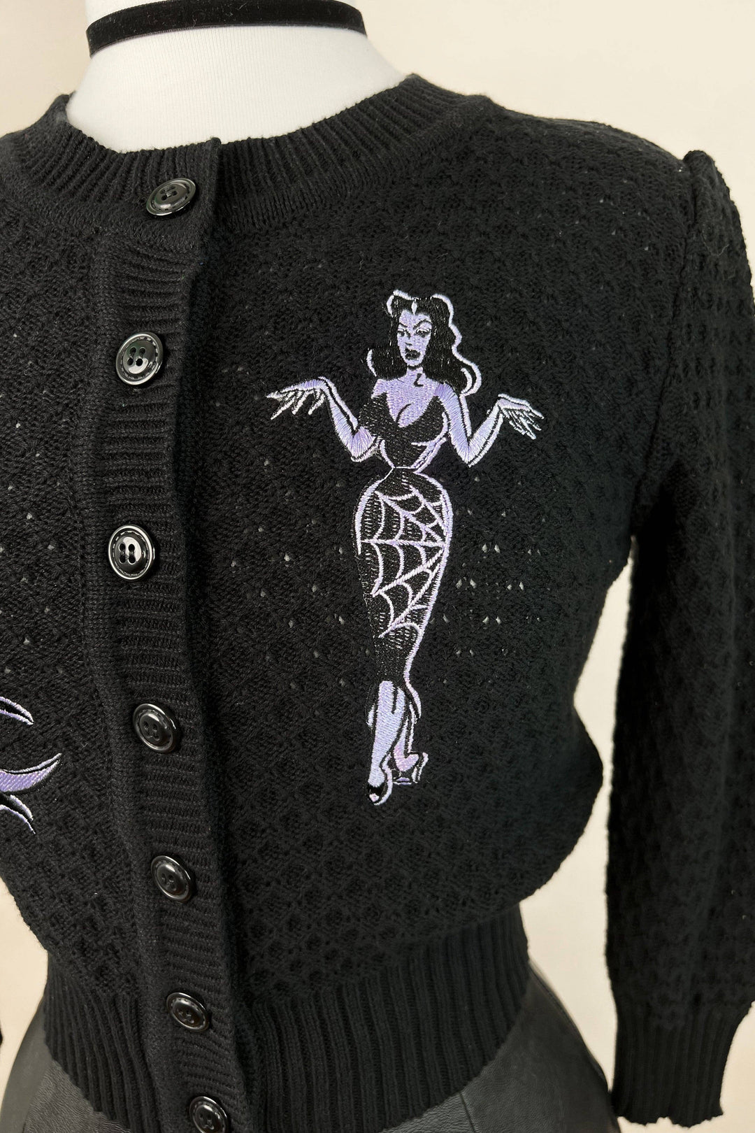 Deadly Dame Cropped Cardigan in Black