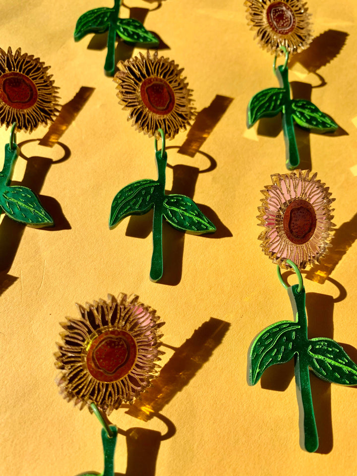 Sunflowers Acrylic Statement Earrings