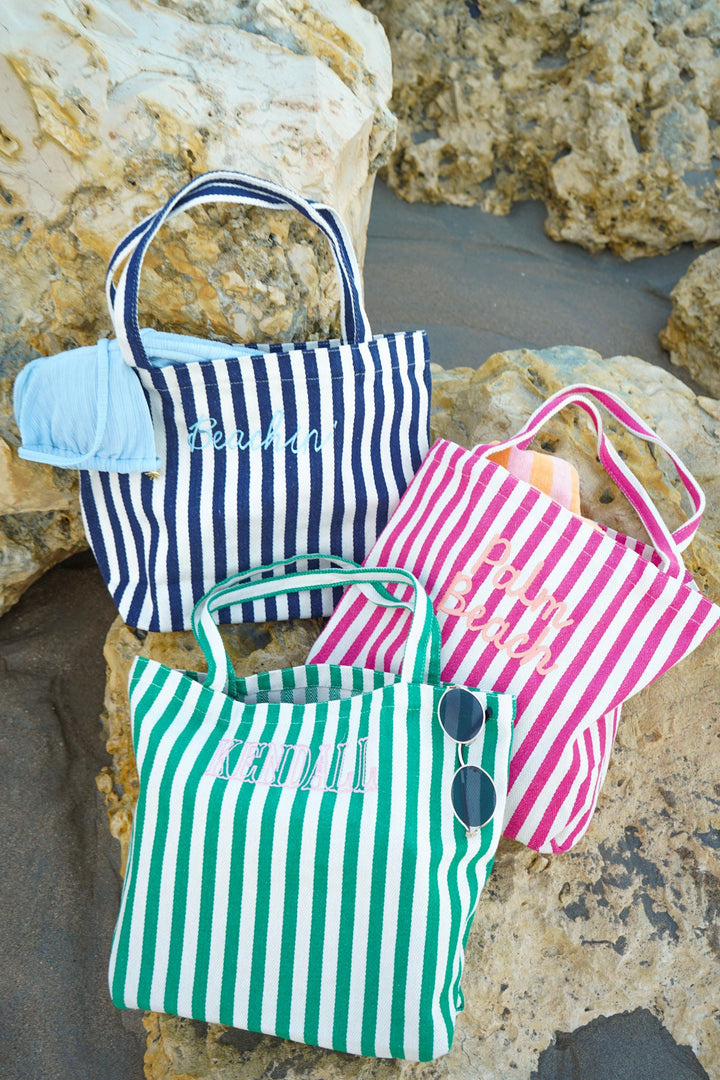Harbor Canvas Striped Tote | Customizable