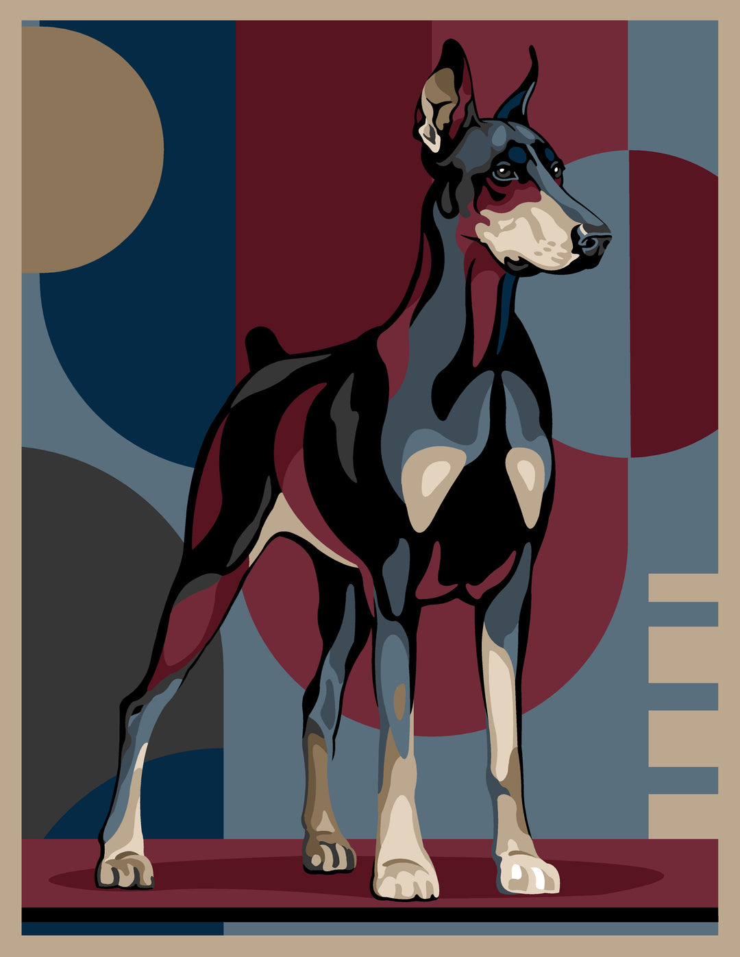 Doberman Printed Tapestry Canvas for Half Stitch by Margot de Paris MRC1432485