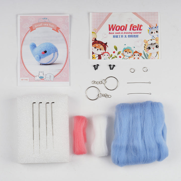 Whale Needle Felting Kit. Wizardi DIY Wool Craft Kit F07N8-146