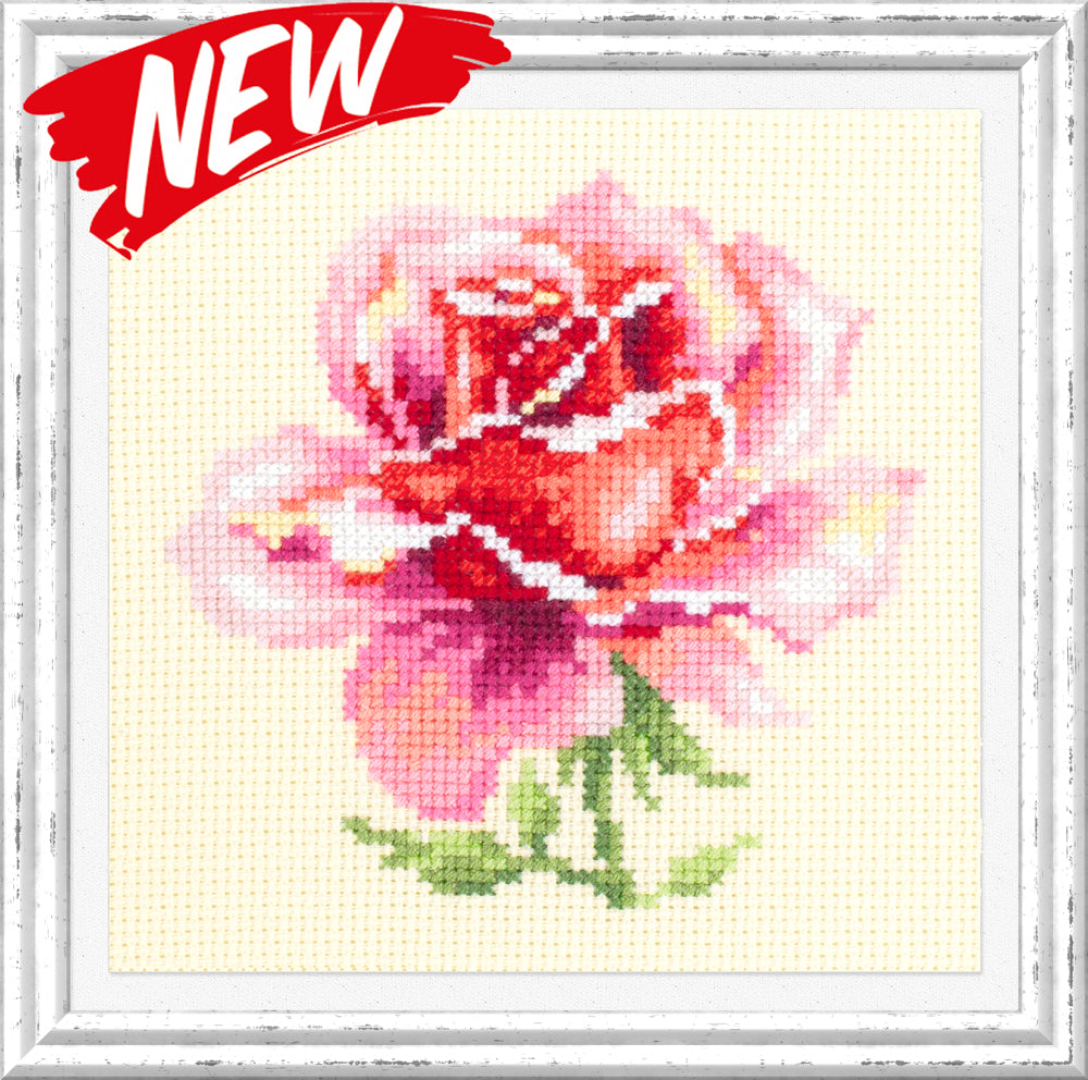 Pink Rose Counted Cross Stitch Kit by Magic Needle 150-002
