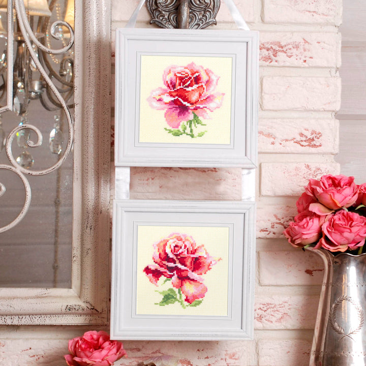 Pink Rose Counted Cross Stitch Kit by Magic Needle 150-002