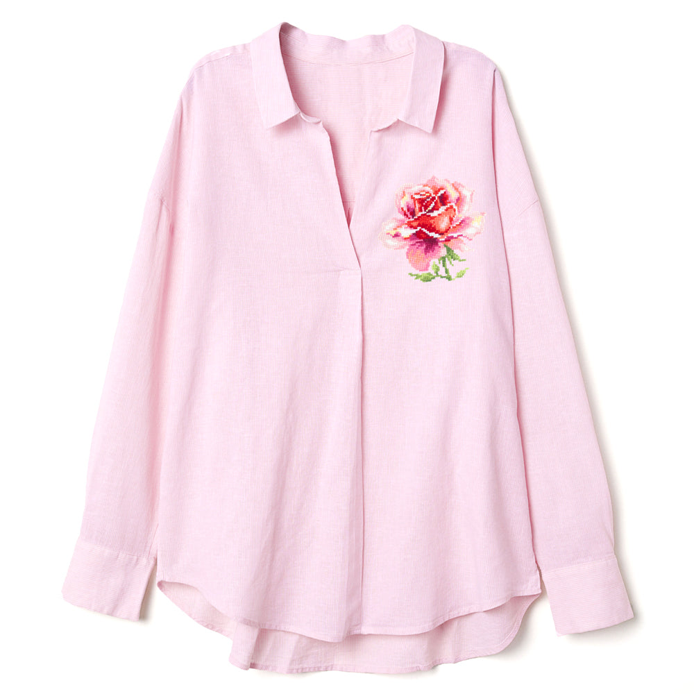Pink Rose Counted Cross Stitch Kit by Magic Needle 150-002