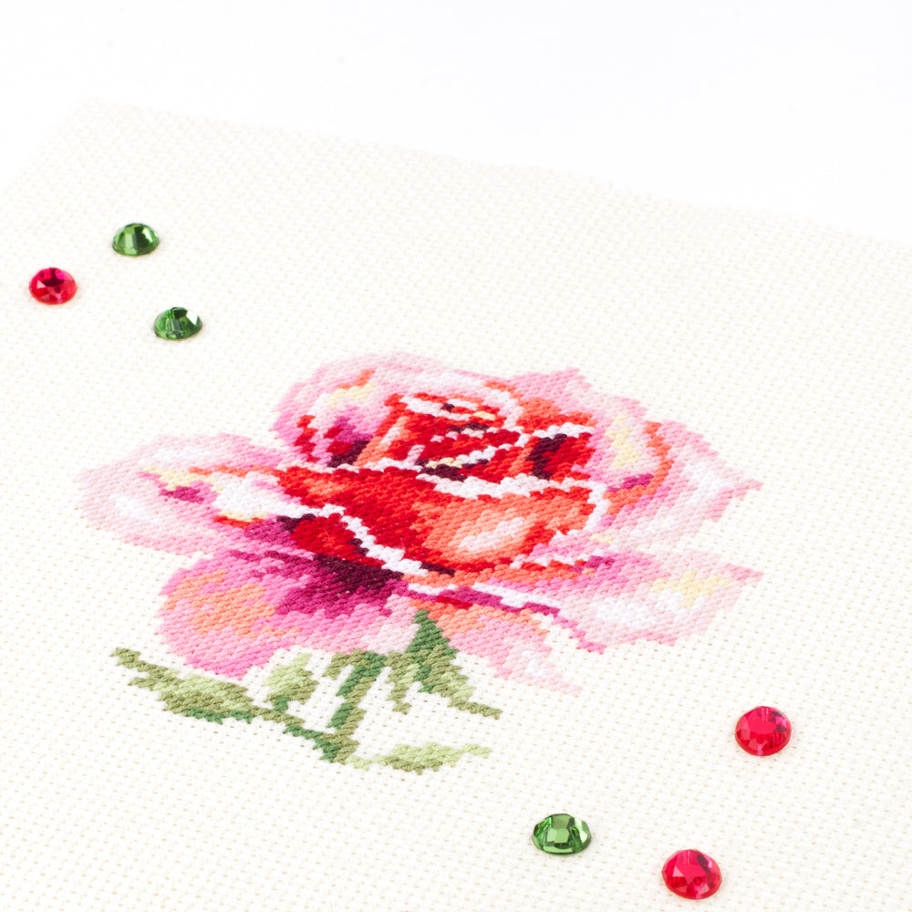 Pink Rose Counted Cross Stitch Kit by Magic Needle 150-002