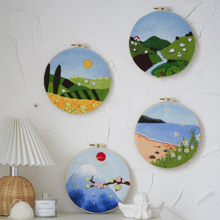 Needle Felting Kit - Seaside Horizon. Wizardi DIY Wool Craft Kit F07N8-W350