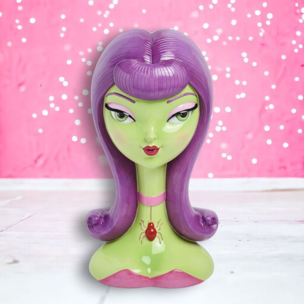 16in Purple Hair Witch Head by December Diamonds
