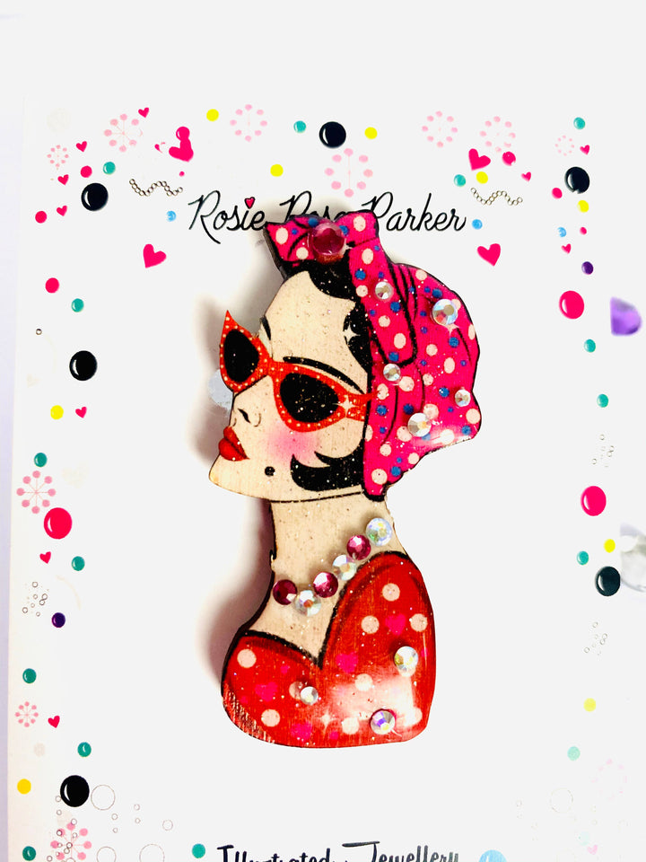 Mid-Century Lady in Turban Brooch by Rosie Rose Parker