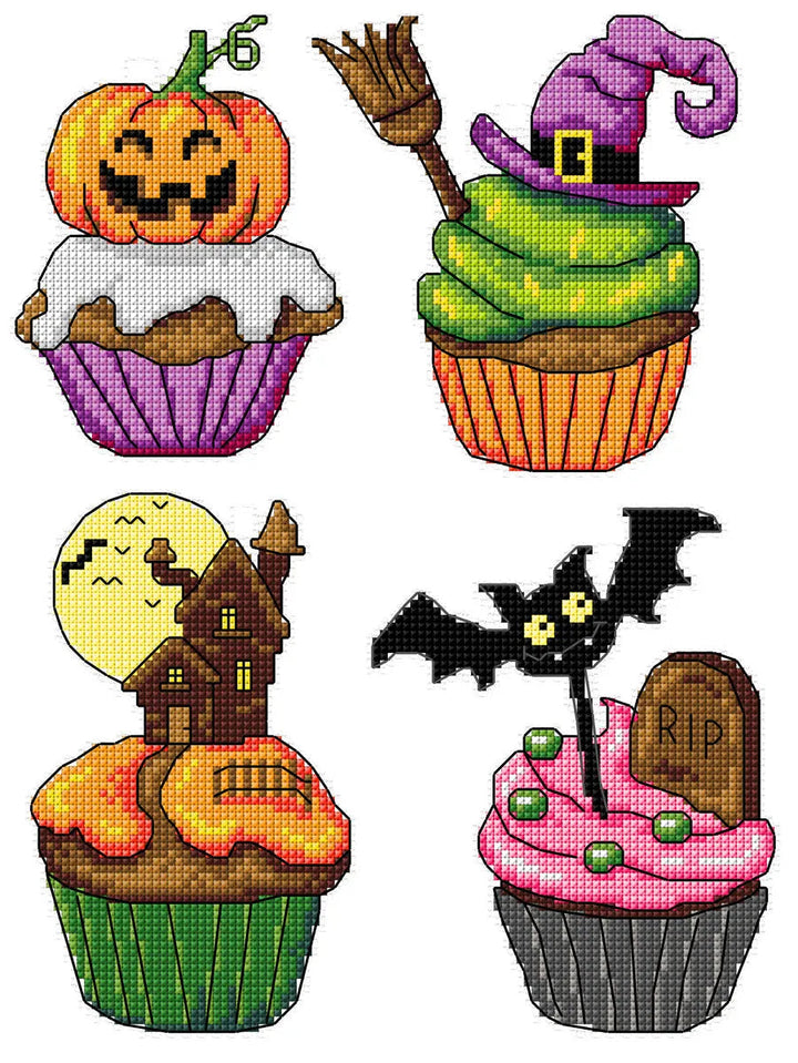 "Halloween Cupcakes" 175CS Counted Cross-Stitch Kit