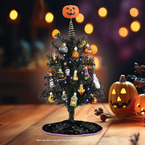 Old World Christmas 18" Mini Black Pre-Lit Halloween Tree