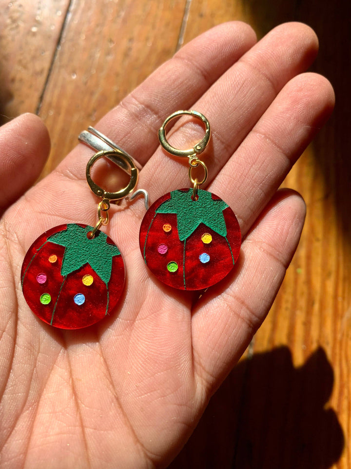 Tomato Pin Cushion Acrylic Earrings