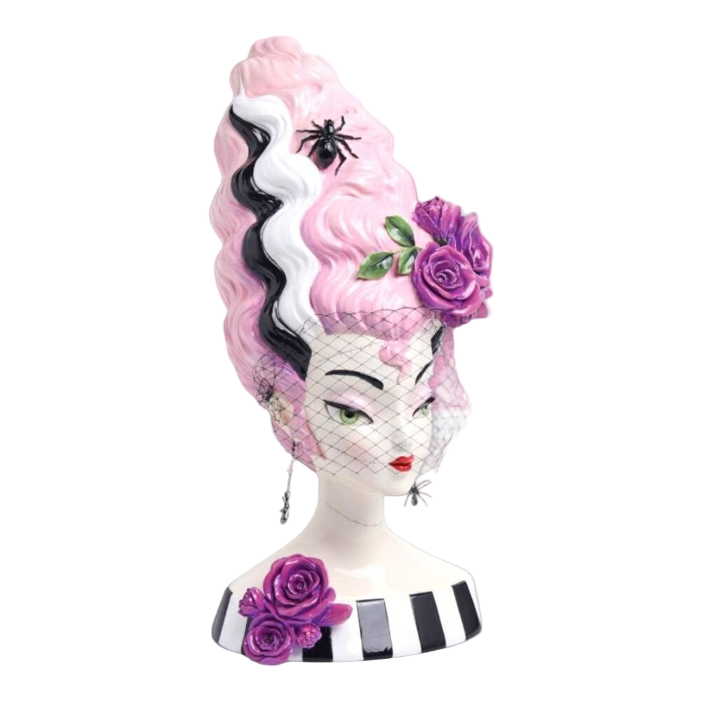 18in Monster Bride Bust with Pink Hair by December Diamonds