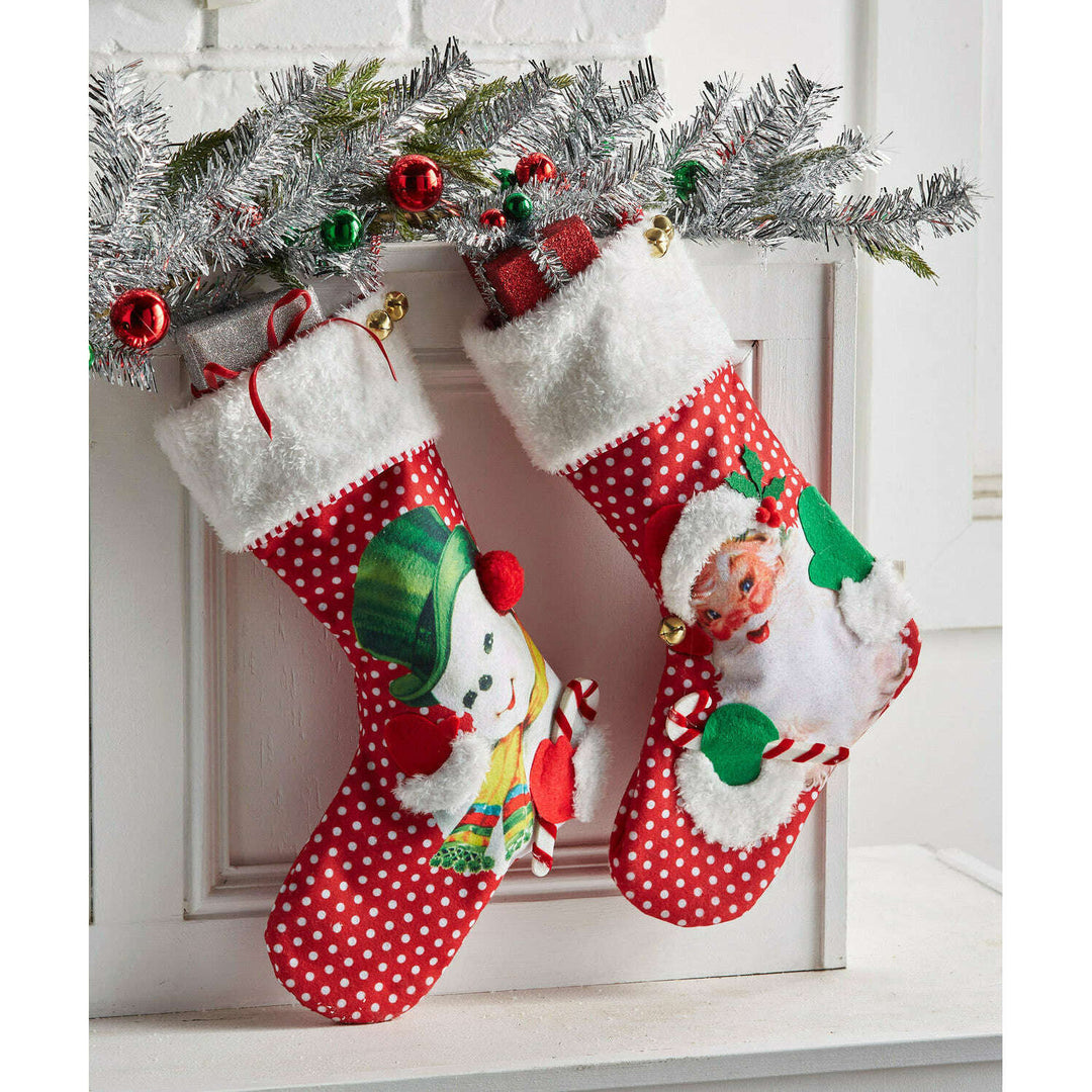 19" Snowman and Santa Christmas stocking set.