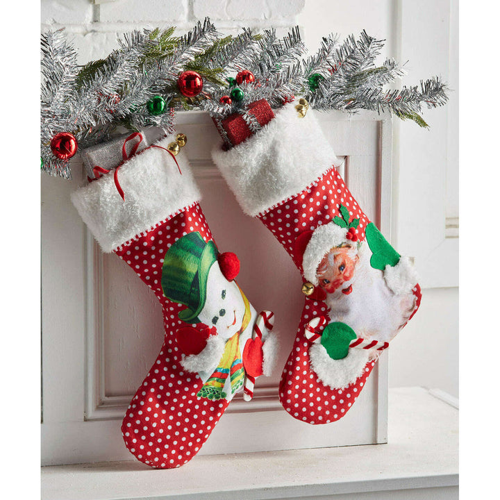19" Snowman and Santa Christmas stocking set.