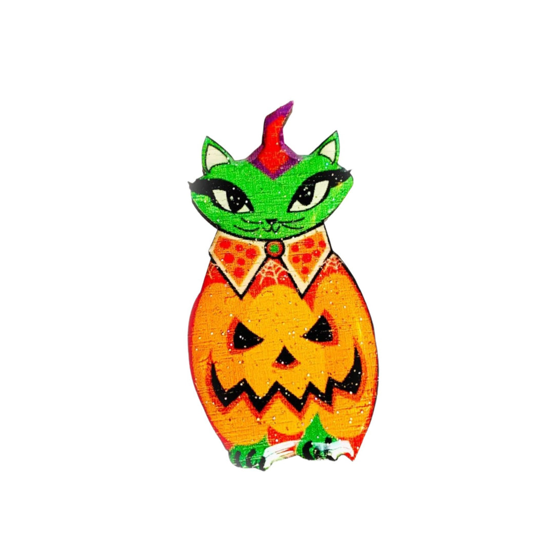 Cat in a Pumpkin Costume Pin by Rosie Rose Parker