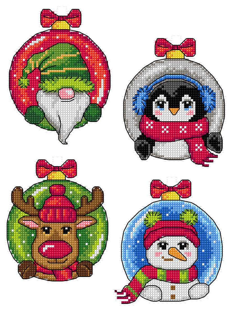 Christmas Baubles 195CS – Counted cross stitch kit with plastic canvas